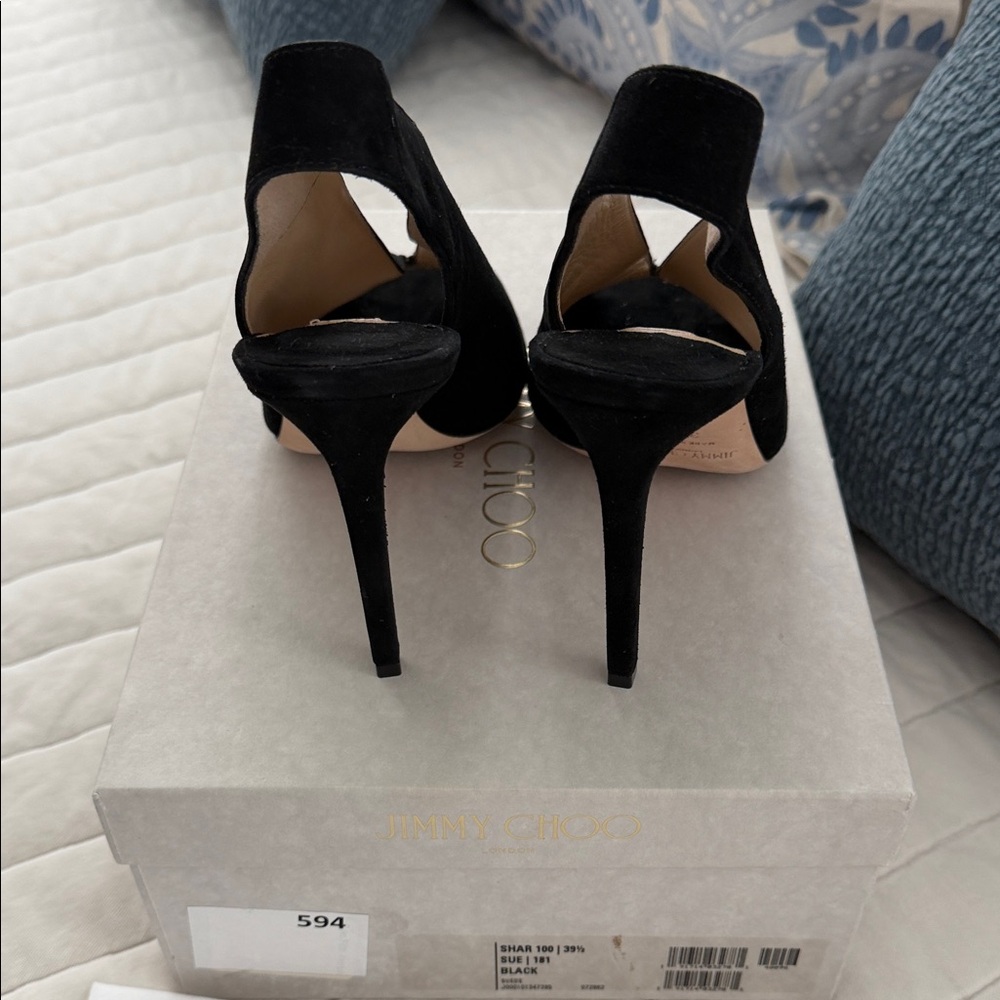 Jimmy Choo Shar Elegant Black Slingback Heels 39.5 - Picture 3 of 6